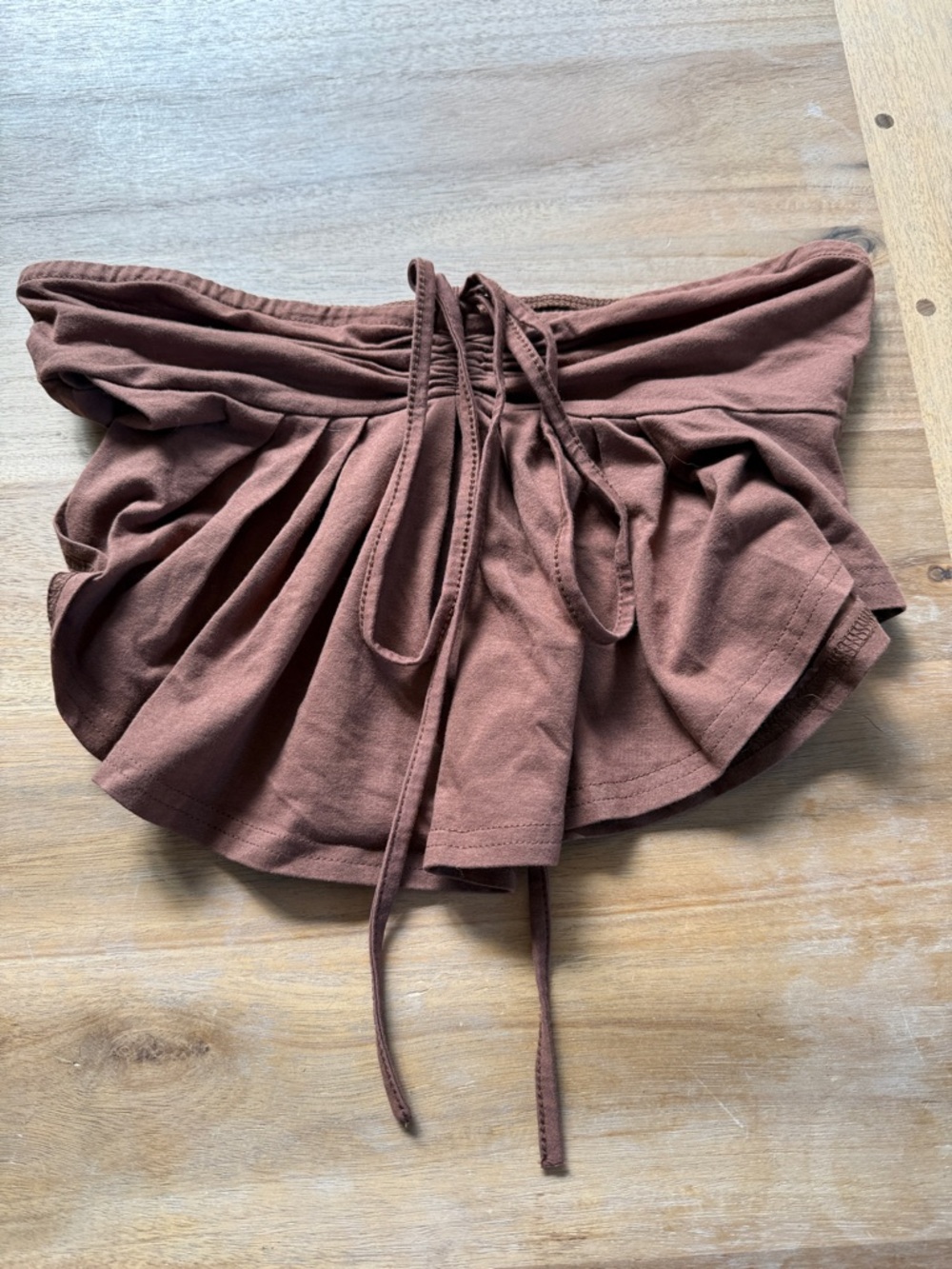 SHEIN Brown Ruched Drawstring Crop Top